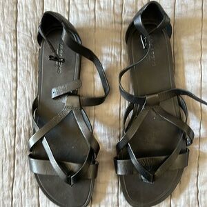 Black leather sandals